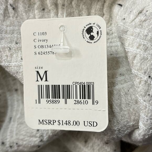 Free People Maggie Medium Embroidered Top Square Neck Smocked Puff Sleeves Ivory - Picture 11 of 12